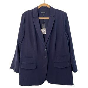 NEW LANE BRYANT Plus Size Tailored Stretch Blazer Navy Blue Two Button 18P NWT